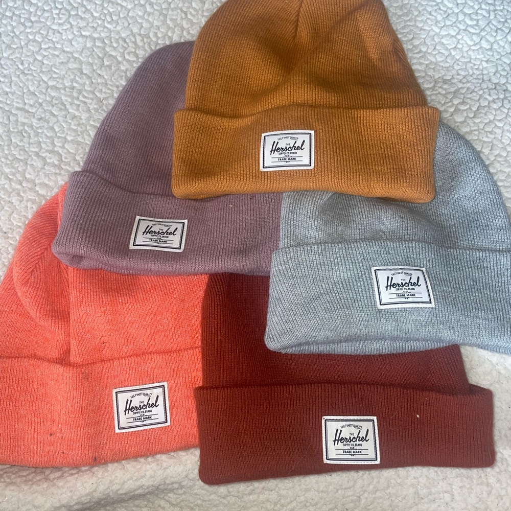 Herschel Supply Company Beanie Set  LOT- Orange, mauve , Gray, Red, yellow